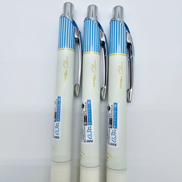 Pentel Energel Clena - 0.3 | Sax Blue Stripe Body + Black Ink | Lot of 3 - NEW - Picture 7 of 9